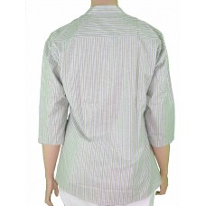 Sheela - 3/4 Sleeve Green Cotton Stripe Shirt