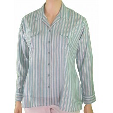 Betty - Turquoise Blue Striped Cotton Shirt
