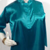 Divya - Silky Peacock Blue Tabbed Sleeve Blouse