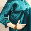 Divya - Silky Peacock Blue Tabbed Sleeve Blouse - Image 3