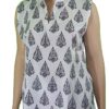 Indira - Sleeveless White and Black 100% Cotton Top