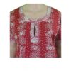 Padma - Red and White Lotus Patterned Short Sleeved Cotton Top - Image 5