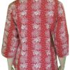 Sheela- Red and White Lotus Patterned 3/4 Sleeve Cotton Top - Image 2