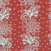 Sheela- Red and White Lotus Patterned 3/4 Sleeve Cotton Top - Image 5