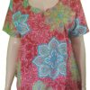 Nalini - Short-Sleeved Red Top with Mandalas