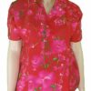 Pushpa - Short Sleeved Red and Pink Floral Blouse
