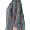 Siri - Blue Stripe Top with Nehru Collar - Image 3