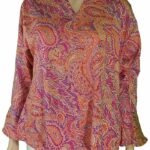 Sharon - Tangerine Paisley 100% Cotton Top