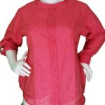 Amala - Pink Linen Tabbed Sleeve Blouse