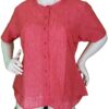 Mira - Pink Linen Short-Sleeved Blouse