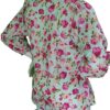 Aiyana - Long Sleeved Pale Green Rose Covered Blouse - Image 4