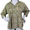 Uma - Green and Yellow Floral 3/4 Sleeve Cotton Top
